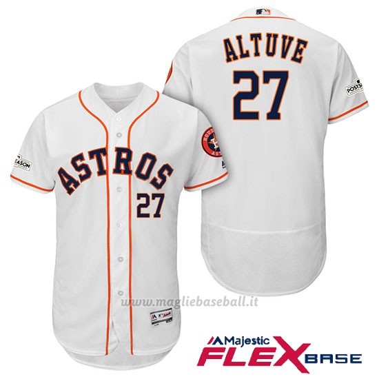 Maglia Baseball Uomo Houston Astros 2017 Postseason Jose Altuve Bianco Flex Base
